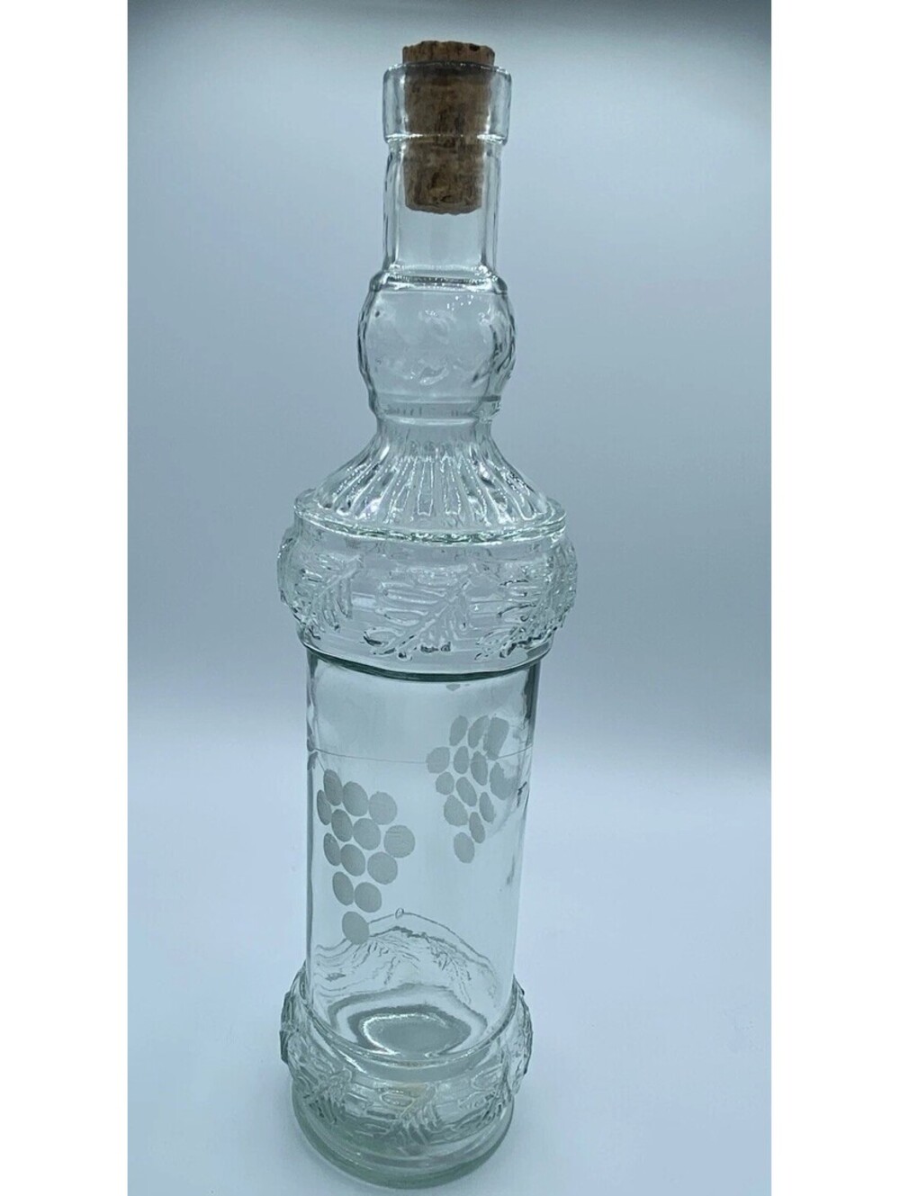 Vg Recycled Light Green Glass Bottle Rustic Grape Design Made In Spain Boho Cork